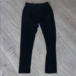 YELLOW CHAIR Women's Black Pleated Drawstring Waist Cotton Pants with Pockets